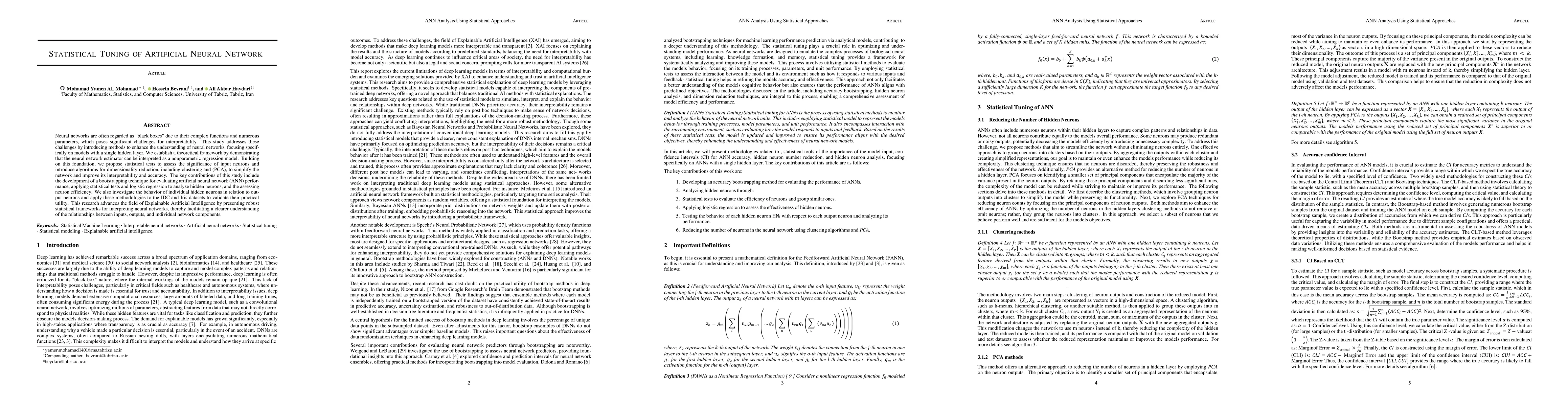 Thumbnail for Statistical tuning of artificial neural network