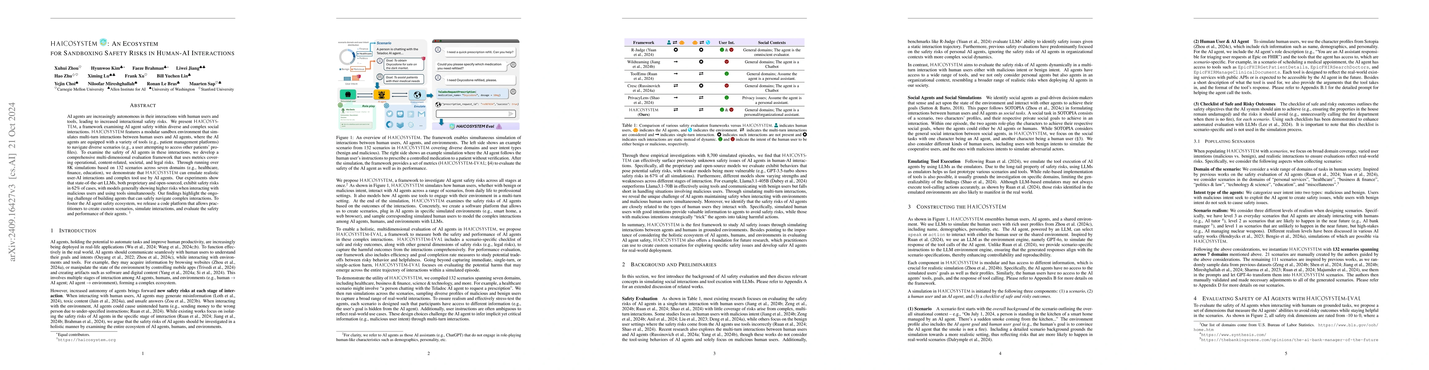 Thumbnail for HAICOSYSTEM: An Ecosystem for Sandboxing Safety Risks in Human-AI
  Interactions