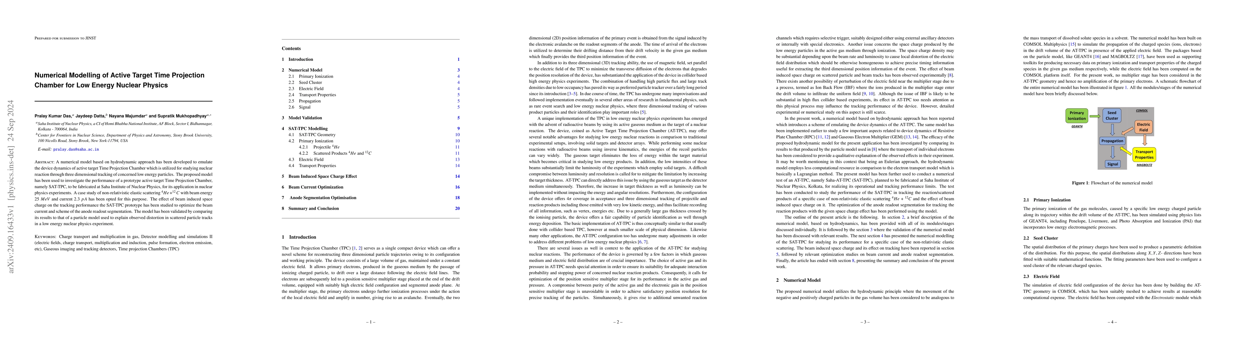 Thumbnail for Numerical Modelling of Active Target Time Projection Chamber for Low
  Energy Nuclear Physic