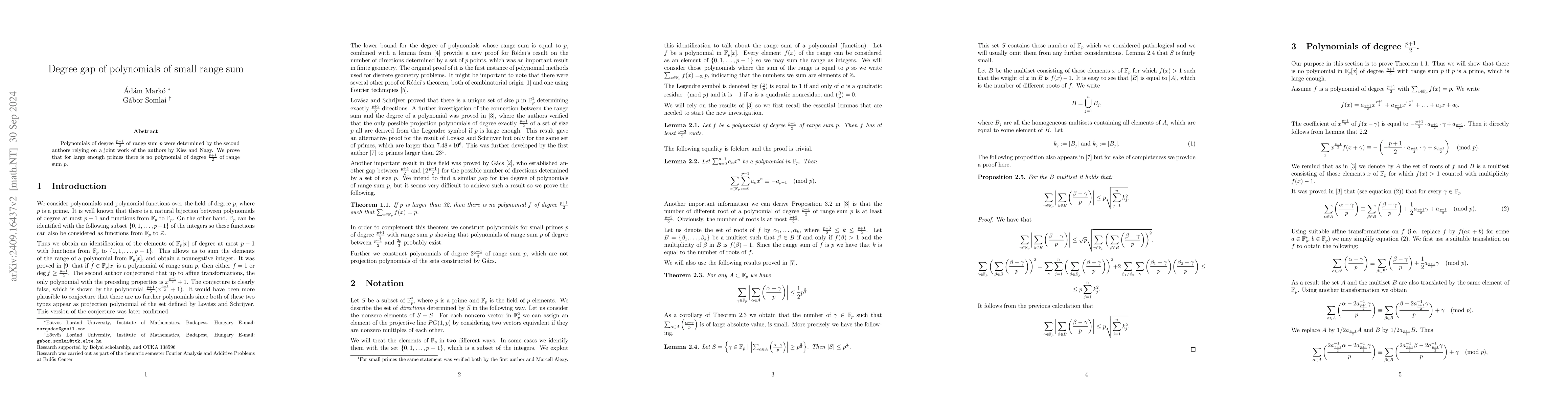 Thumbnail for Degree gap of polynomials of small range sum