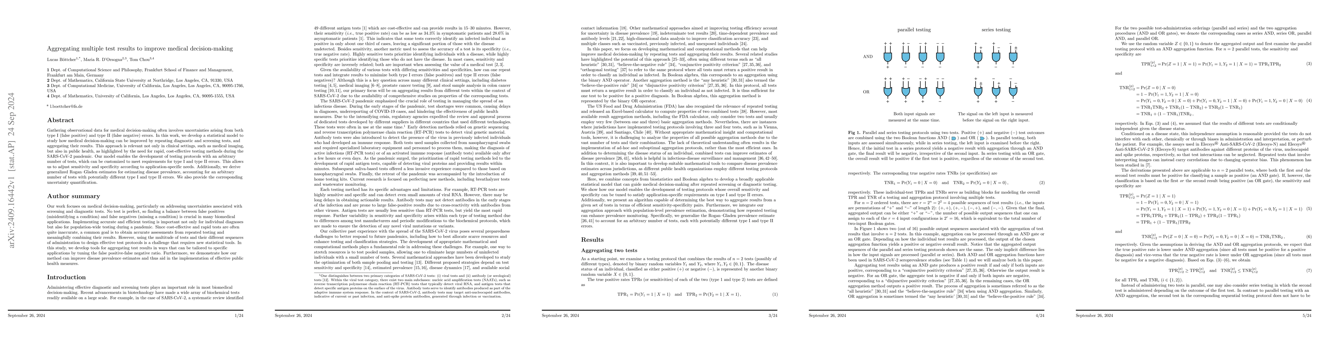 Thumbnail for Aggregating multiple test results to improve medical decision-making