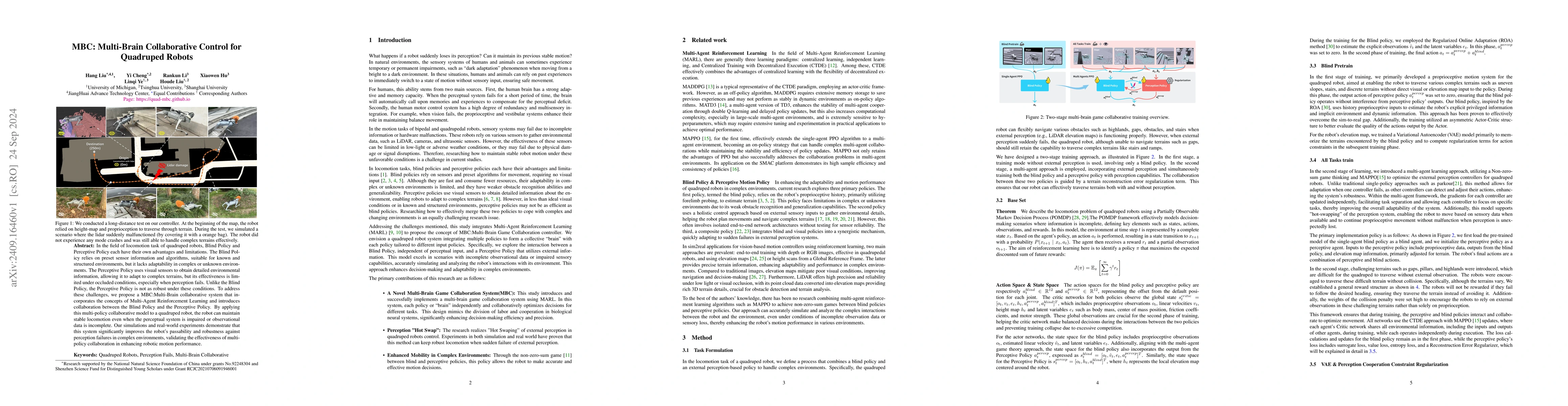 Thumbnail for MBC: Multi-Brain Collaborative Control for Quadruped Robots
