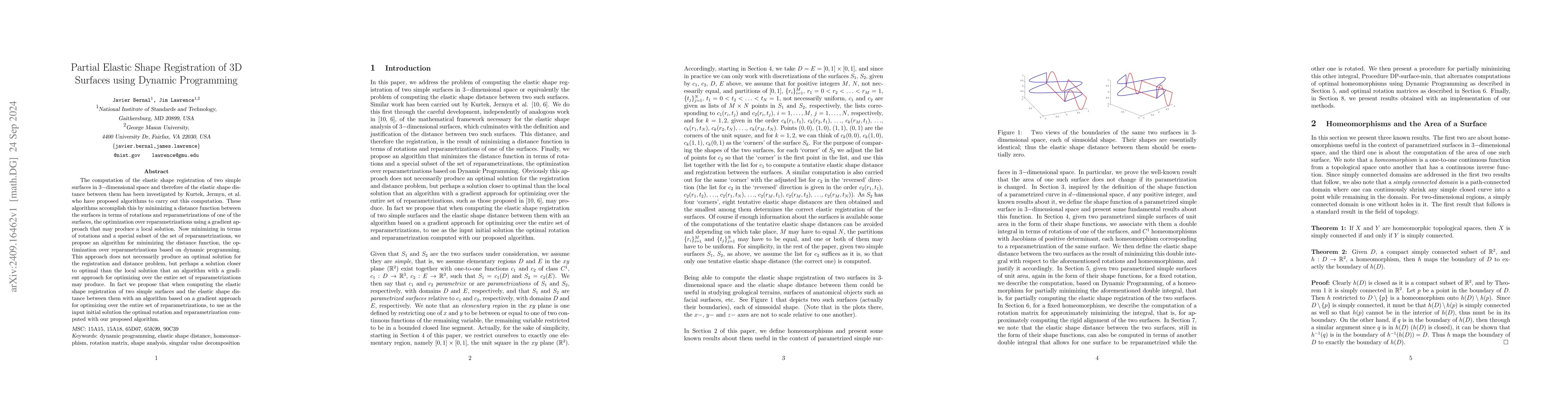 Thumbnail for Partial Elastic Shape Registration of 3D Surfaces using Dynamic
  Programming