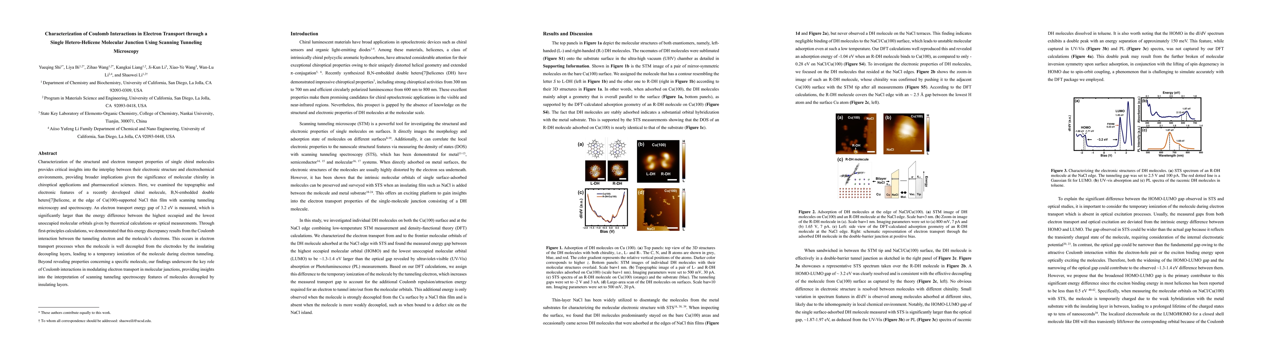 Thumbnail for Characterization of Coulomb Interactions in Electron Transport through a
  Single Hetero-Helicene Molecular Junction Using Scanning Tunneling Microscopy