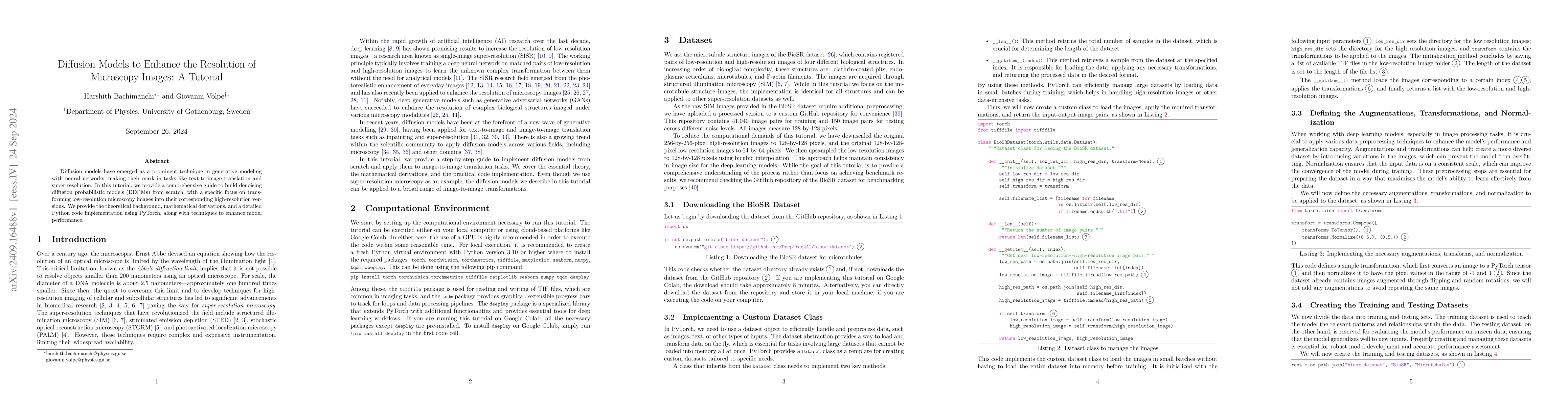 Thumbnail for Diffusion Models to Enhance the Resolution of Microscopy Images: A
  Tutorial
