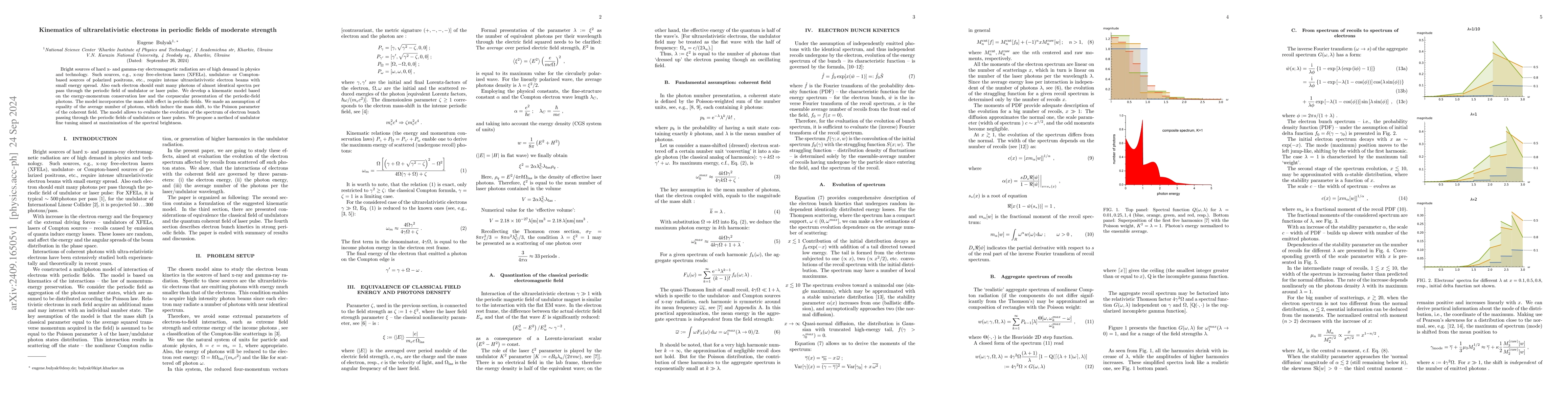 Thumbnail for Kinematics of ultrarelativistic electrons in periodic fields of moderate
  strength