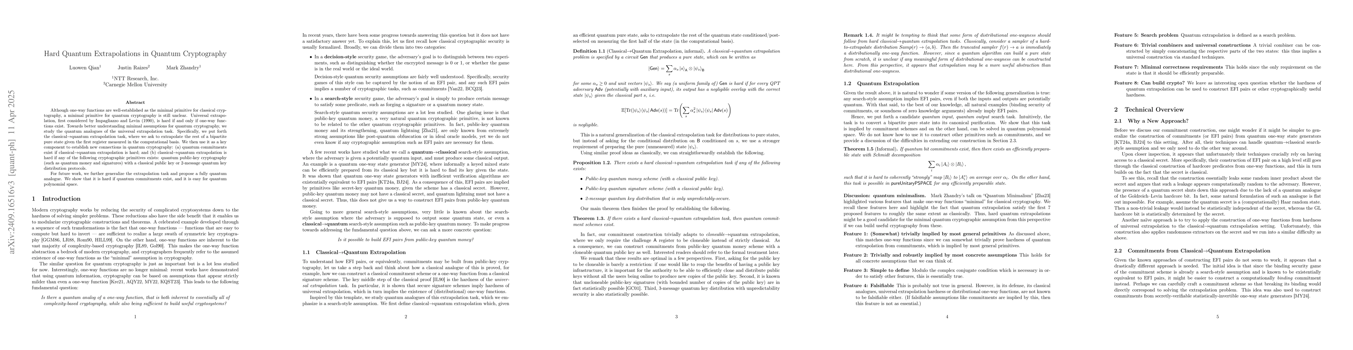 Thumbnail for Hard Quantum Extrapolations in Quantum Cryptography