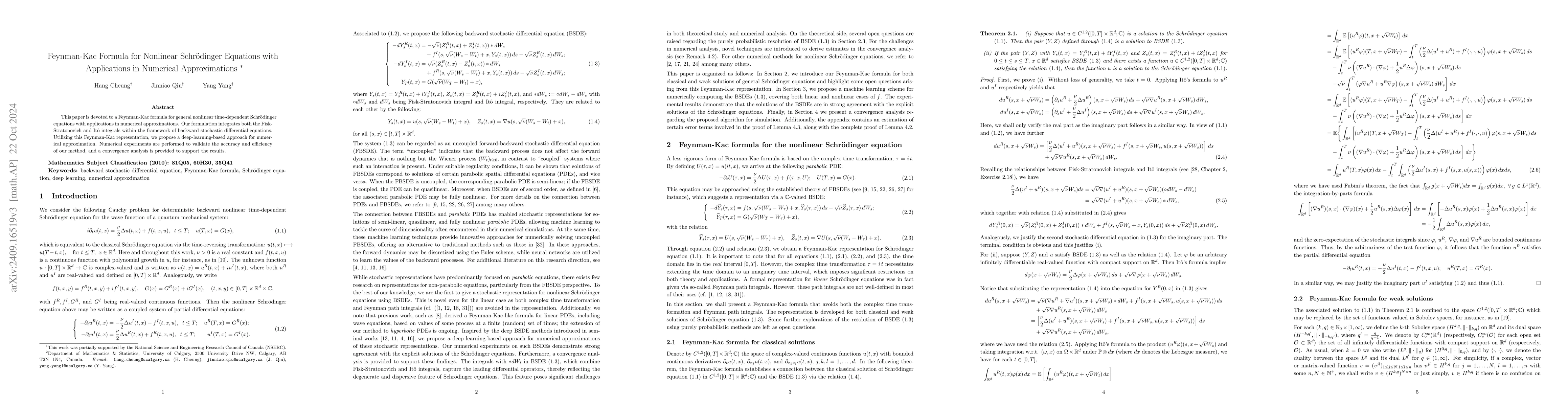 Thumbnail for Feynman-Kac Formula for Nonlinear Schrödinger Equations with
  Applications in Numerical Approximations