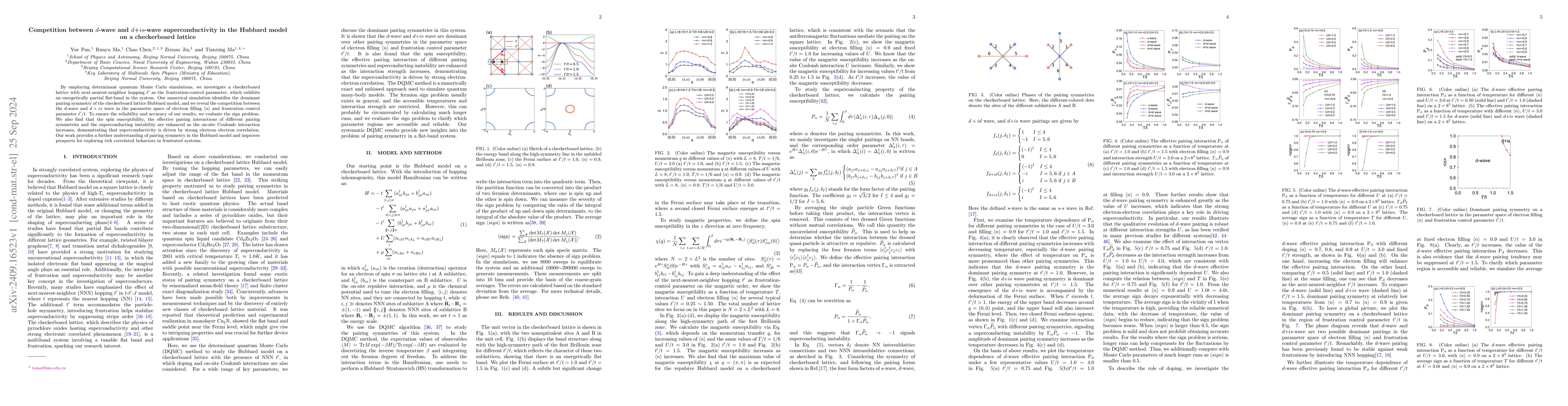 Thumbnail for Competition between $d$-wave and $d$+$is$-wave superconductivity in the
  Hubbard model on a checkerboard lattice