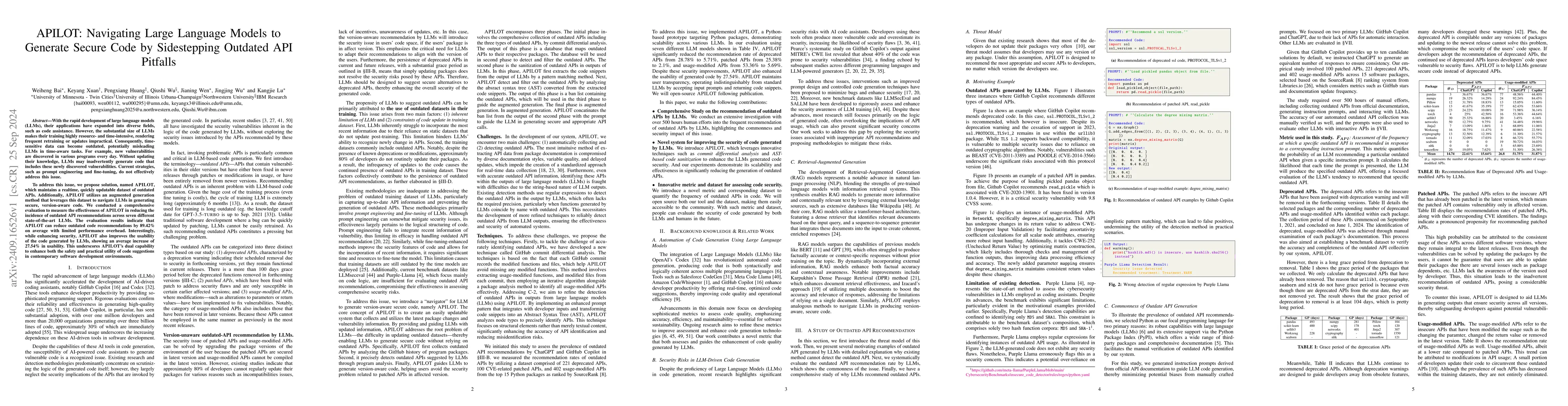 Thumbnail for APILOT: Navigating Large Language Models to Generate Secure Code by
  Sidestepping Outdated API Pitfalls