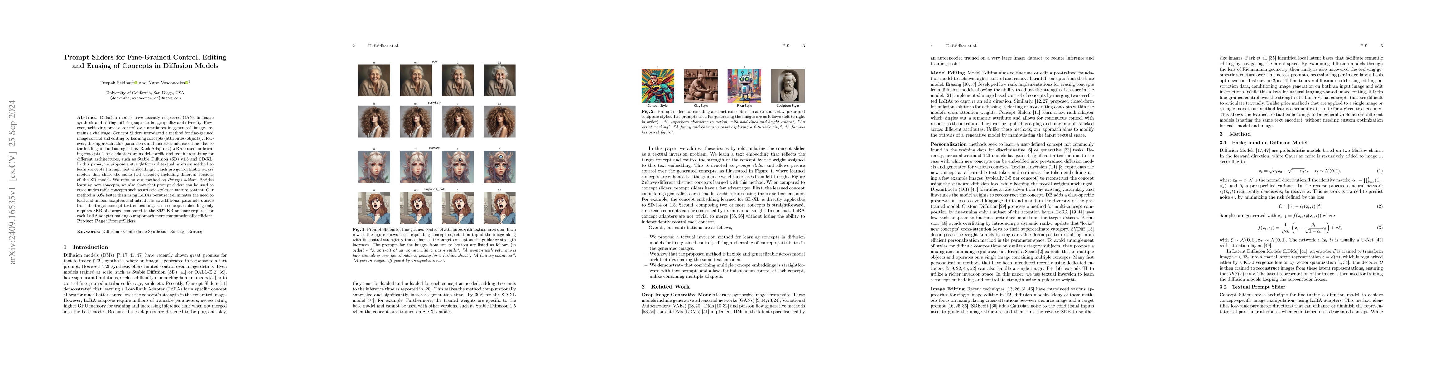 Thumbnail for Prompt Sliders for Fine-Grained Control, Editing and Erasing of Concepts
  in Diffusion Models