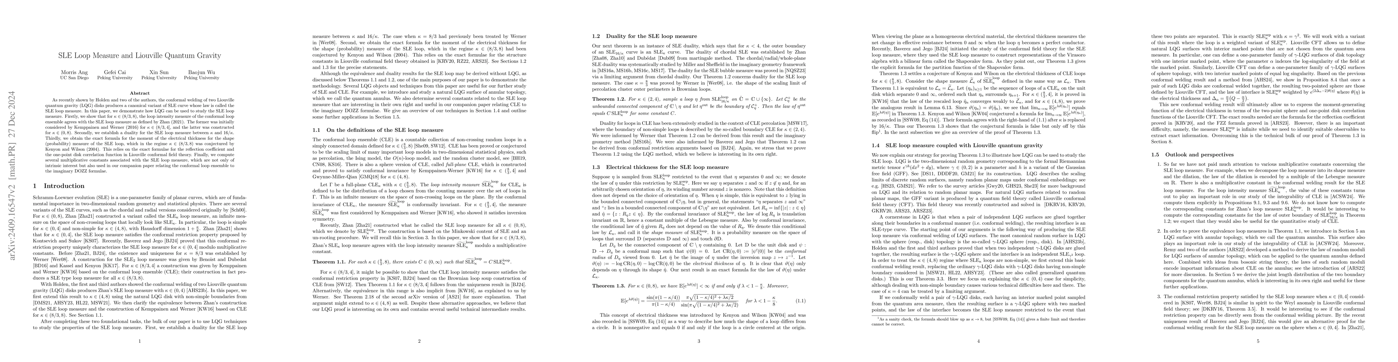 Thumbnail for SLE Loop Measure and Liouville Quantum Gravity