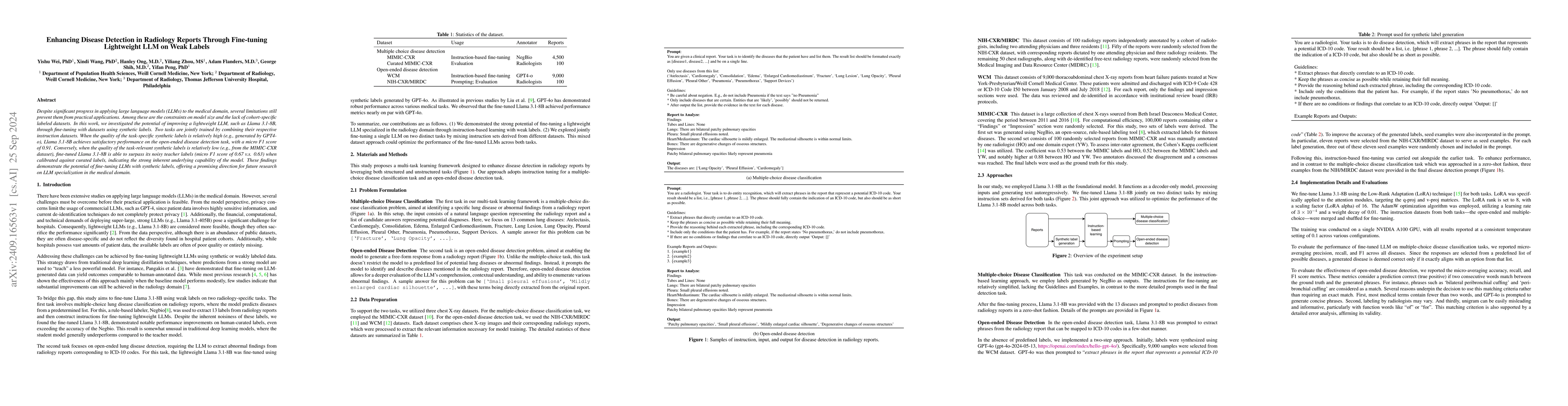 Thumbnail for Enhancing disease detection in radiology reports through fine-tuning
  lightweight LLM on weak labels