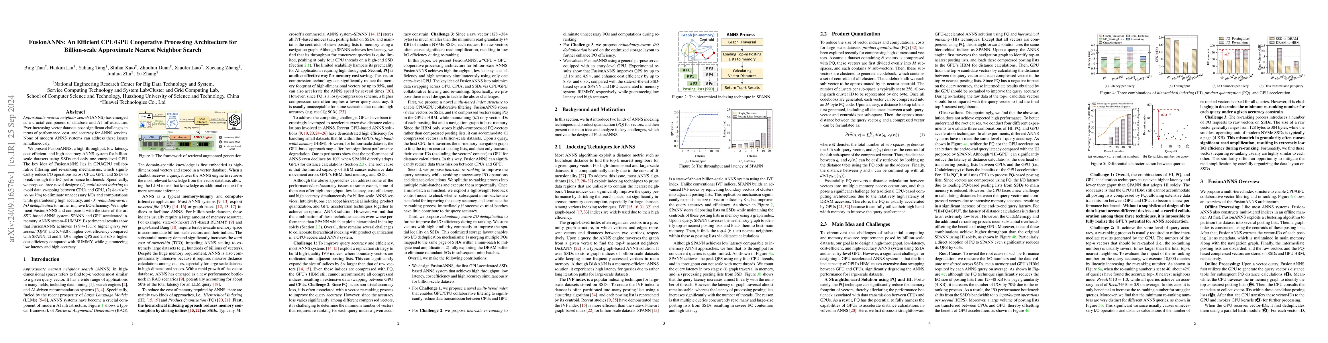 Thumbnail for FusionANNS: An Efficient CPU/GPU Cooperative Processing Architecture for
  Billion-scale Approximate Nearest Neighbor Search