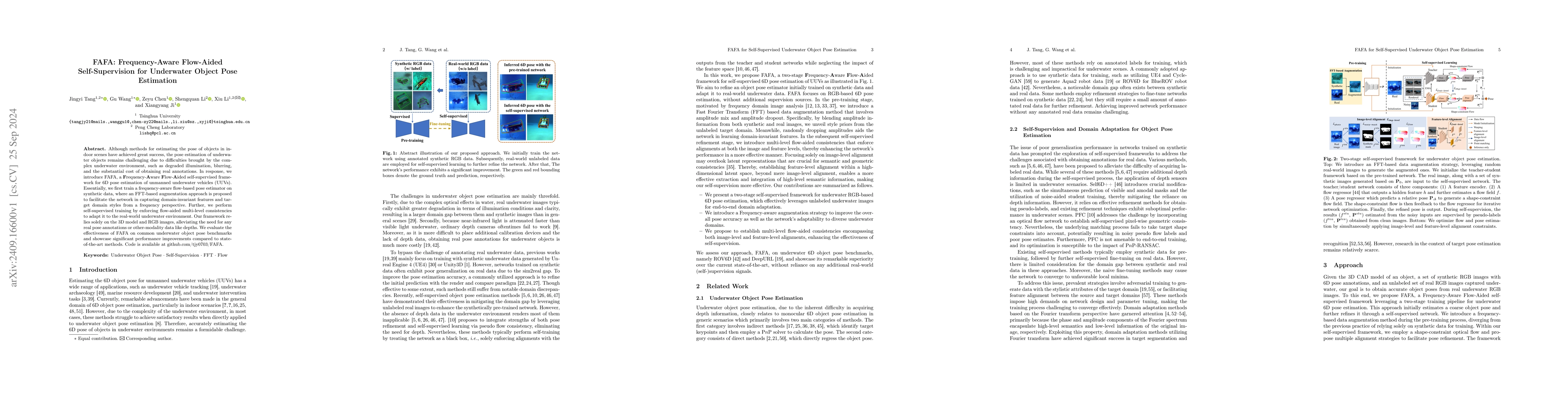 Thumbnail for FAFA: Frequency-Aware Flow-Aided Self-Supervision for Underwater Object
  Pose Estimation