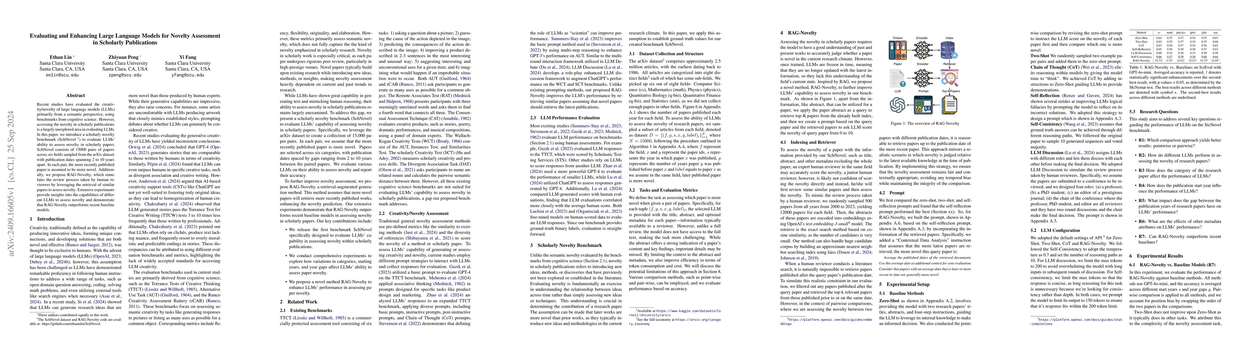 Thumbnail for Evaluating and Enhancing Large Language Models for Novelty Assessment in
  Scholarly Publications