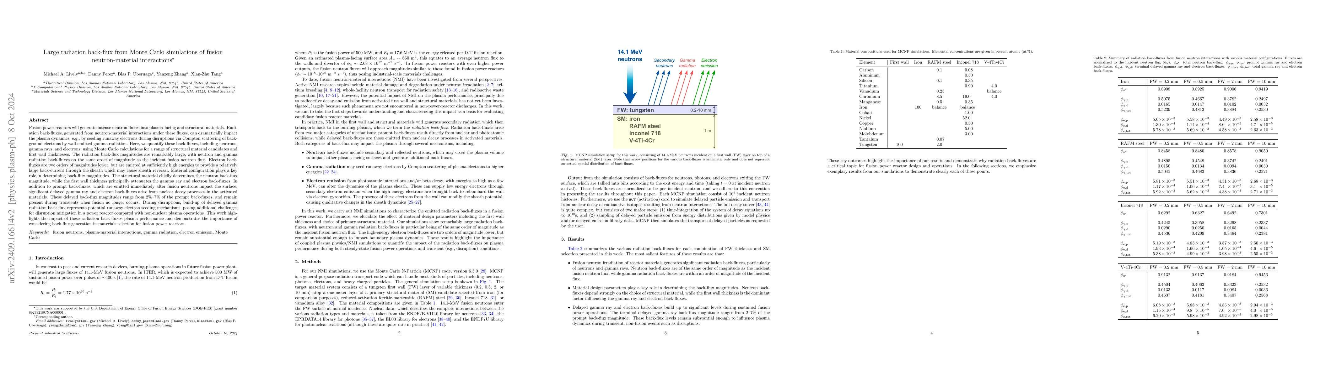 Thumbnail for Large radiation back-flux from Monte Carlo simulations of fusion
  neutron-material interactions