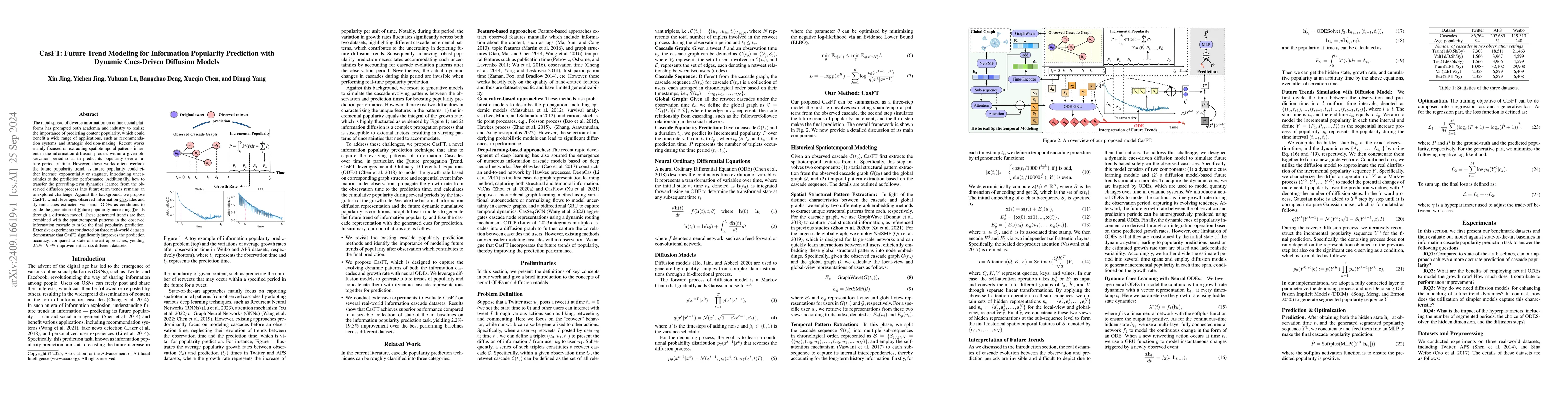 Thumbnail for CasFT: Future Trend Modeling for Information Popularity Prediction with
  Dynamic Cues-Driven Diffusion Models