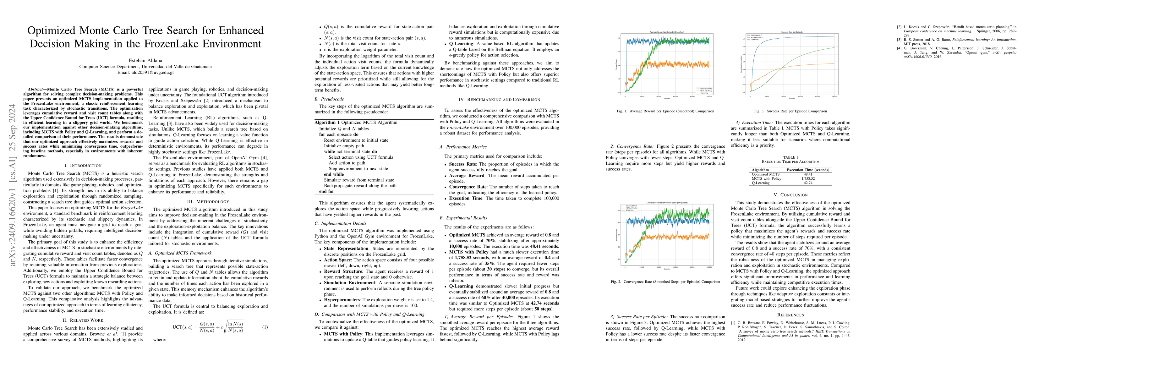 Thumbnail for Optimized Monte Carlo Tree Search for Enhanced Decision Making in the
  FrozenLake Environment