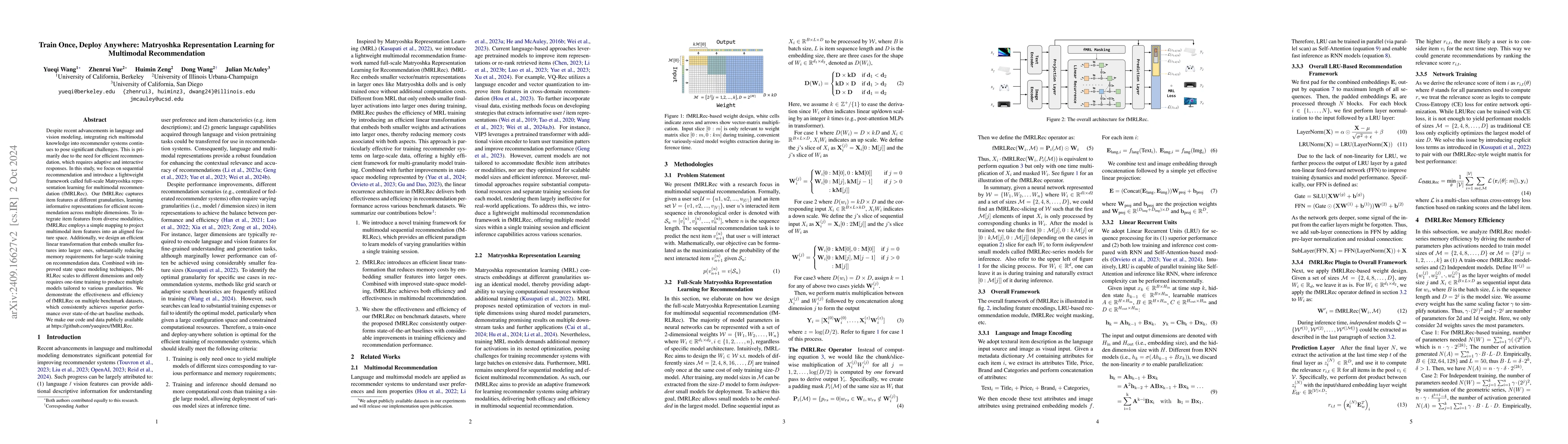 Thumbnail for Train Once, Deploy Anywhere: Matryoshka Representation Learning for
  Multimodal Recommendation