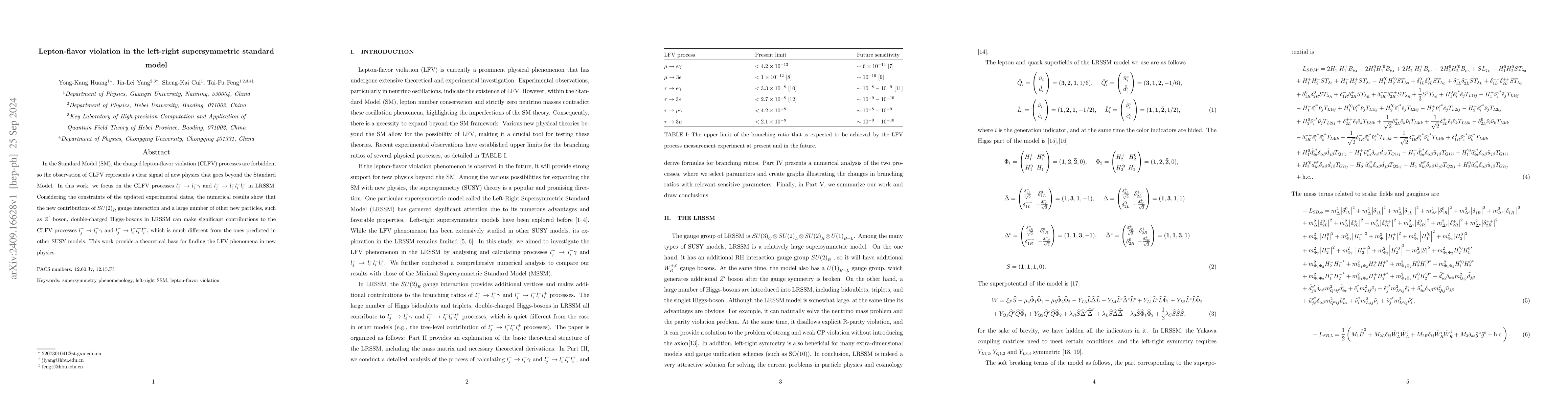 Thumbnail for Lepton-flavor violation in the left-right supersymmetric standard model
