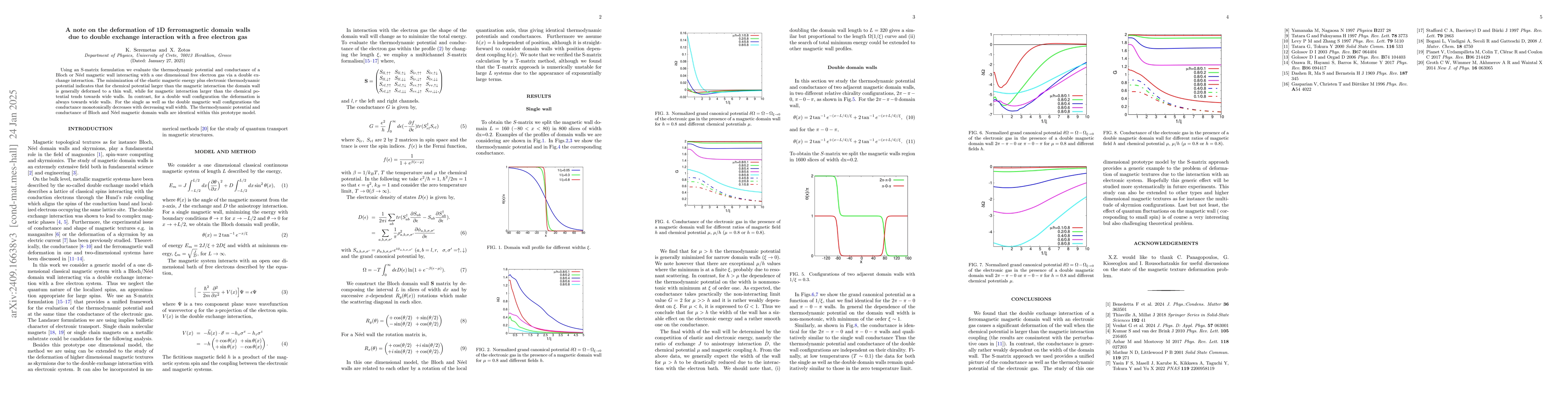 Thumbnail for Deformation of a one dimensional ferromagnetic domain wall due to double
  exchange interaction with a free electron system
