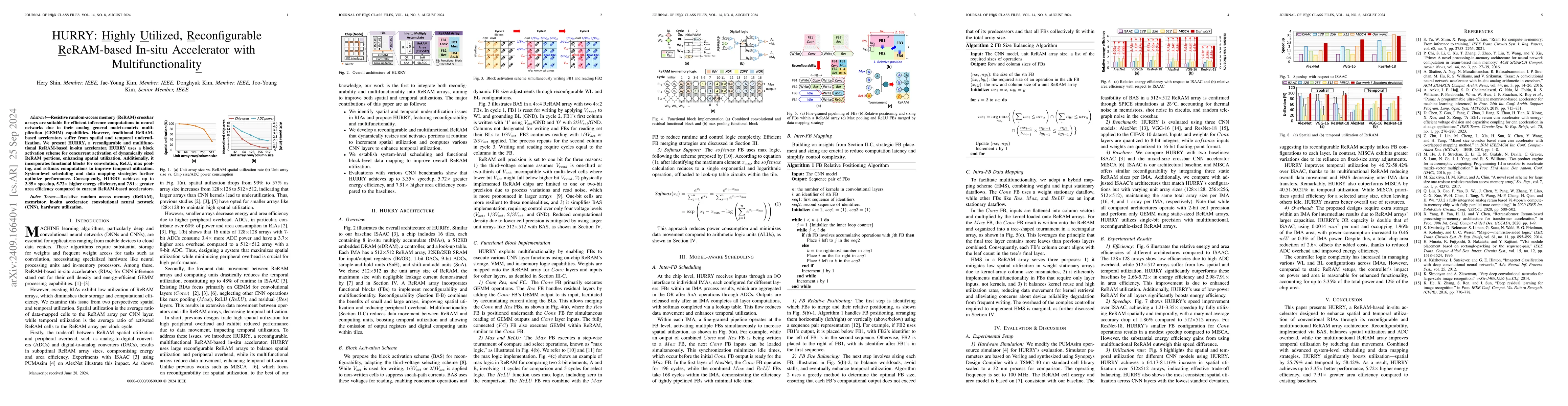 Thumbnail for HURRY: Highly Utilized, Reconfigurable ReRAM-based In-situ Accelerator
  with Multifunctionality