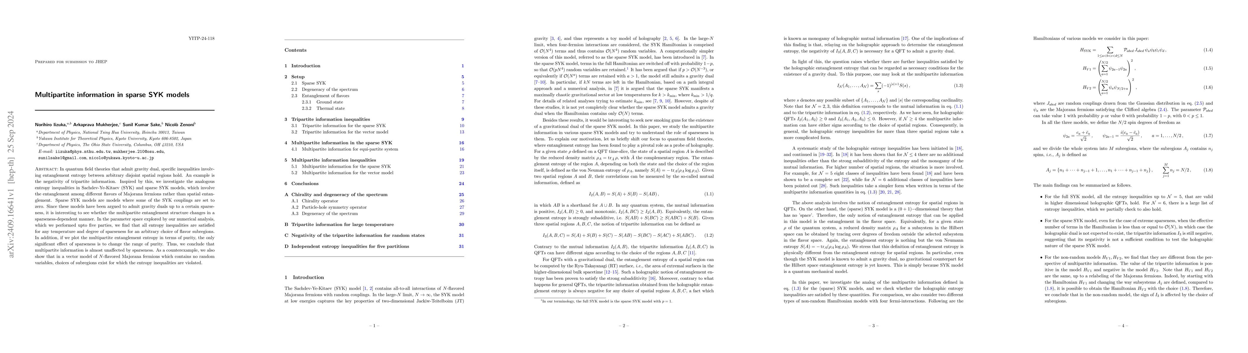 Thumbnail for Multipartite information in sparse SYK models