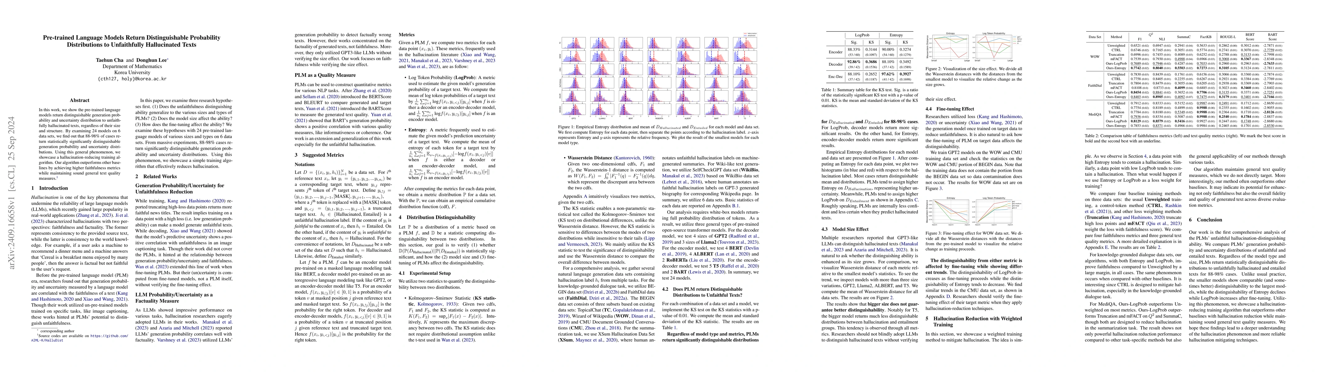 Thumbnail for Pre-trained Language Models Return Distinguishable Probability
  Distributions to Unfaithfully Hallucinated Texts