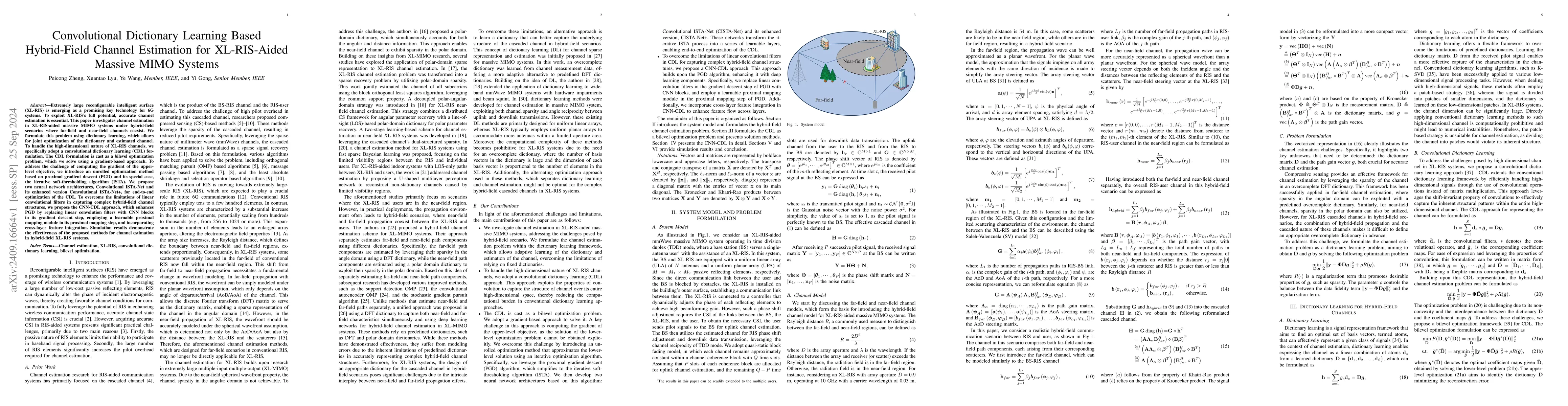 Thumbnail for Convolutional Dictionary Learning Based Hybrid-Field Channel Estimation
  for XL-RIS-Aided Massive MIMO Systems