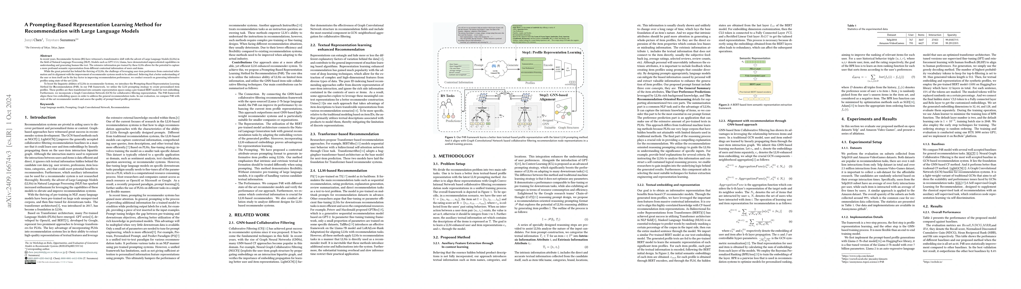 Thumbnail for A Prompting-Based Representation Learning Method for Recommendation with
  Large Language Models
