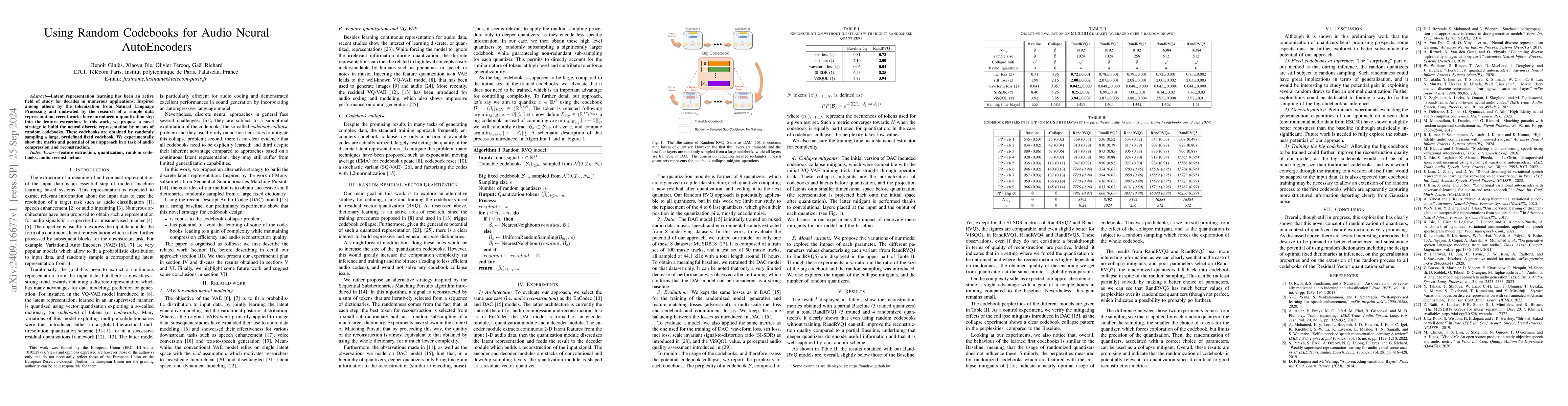 Thumbnail for Using Random Codebooks for Audio Neural AutoEncoders