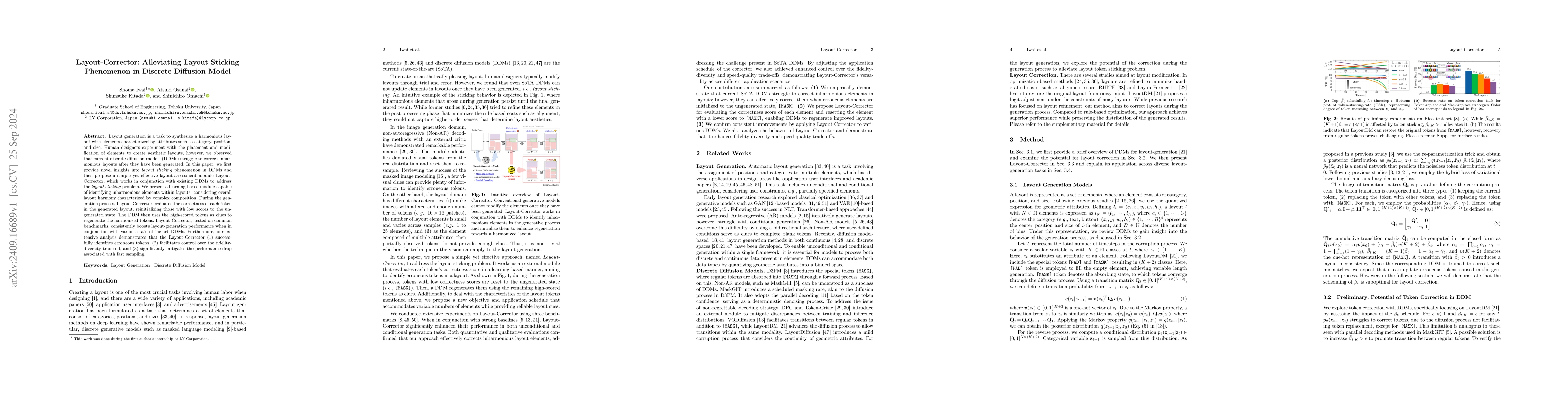 Thumbnail for Layout-Corrector: Alleviating Layout Sticking Phenomenon in Discrete
  Diffusion Model