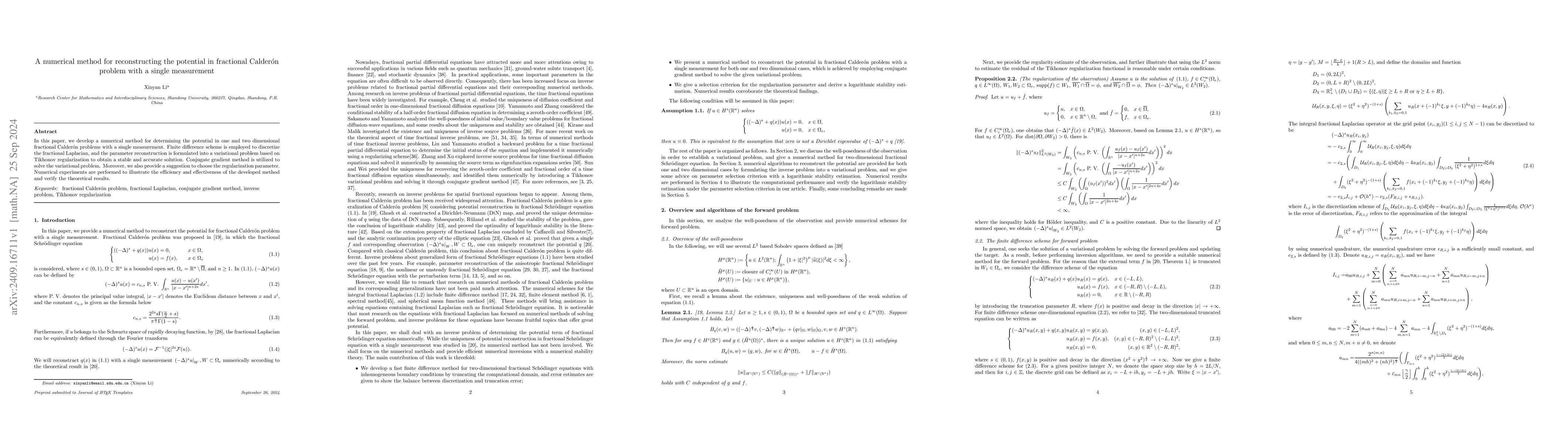 Thumbnail for A numerical method for reconstructing the potential in fractional
  Calderón problem with a single measurement