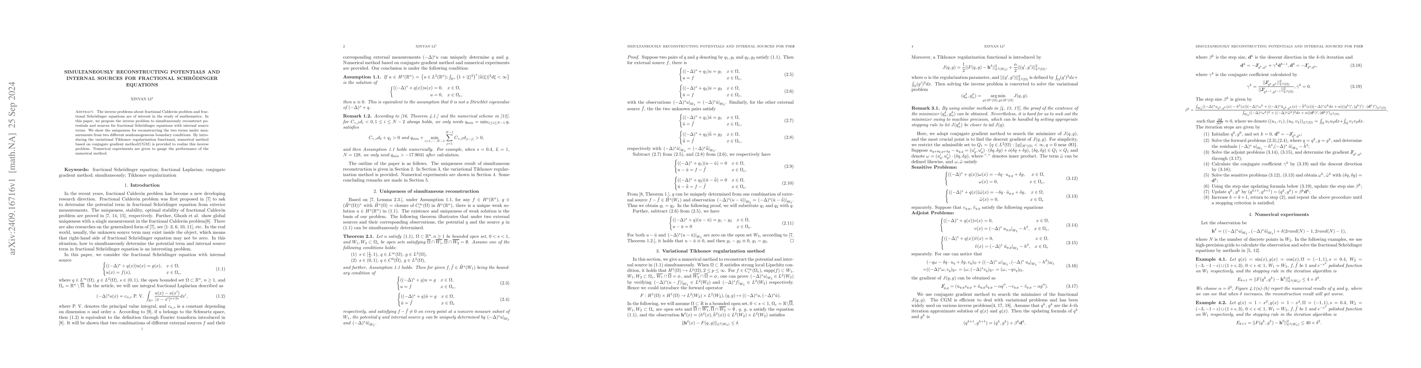 Thumbnail for Simultaneously reconstructing potentials and internal sources for
  fractional Schrödinger equations