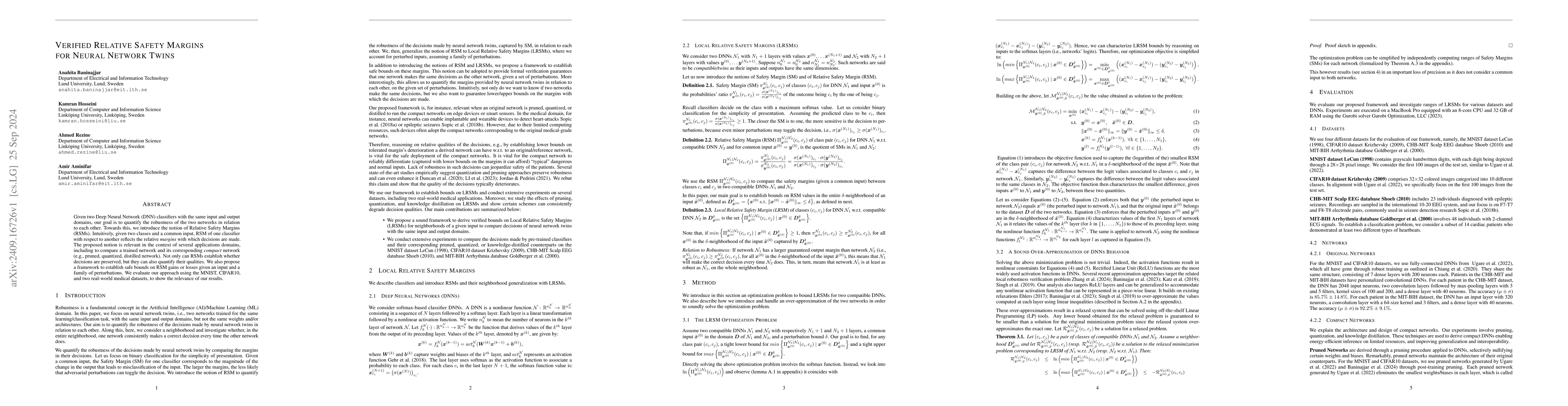Thumbnail for Verified Relative Safety Margins for Neural Network Twins