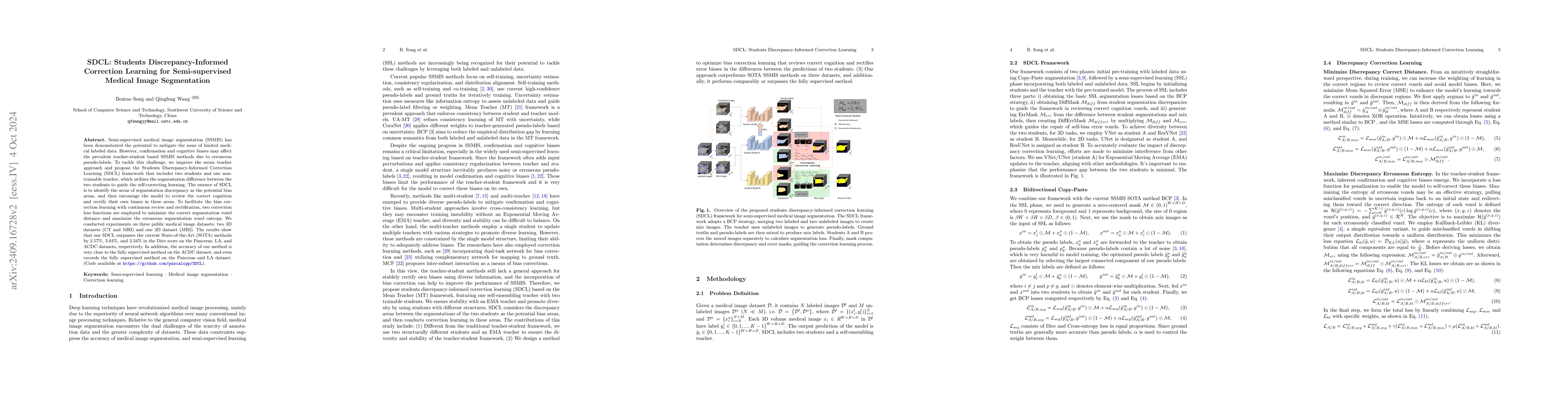 Thumbnail for SDCL: Students Discrepancy-Informed Correction Learning for
  Semi-supervised Medical Image Segmentation