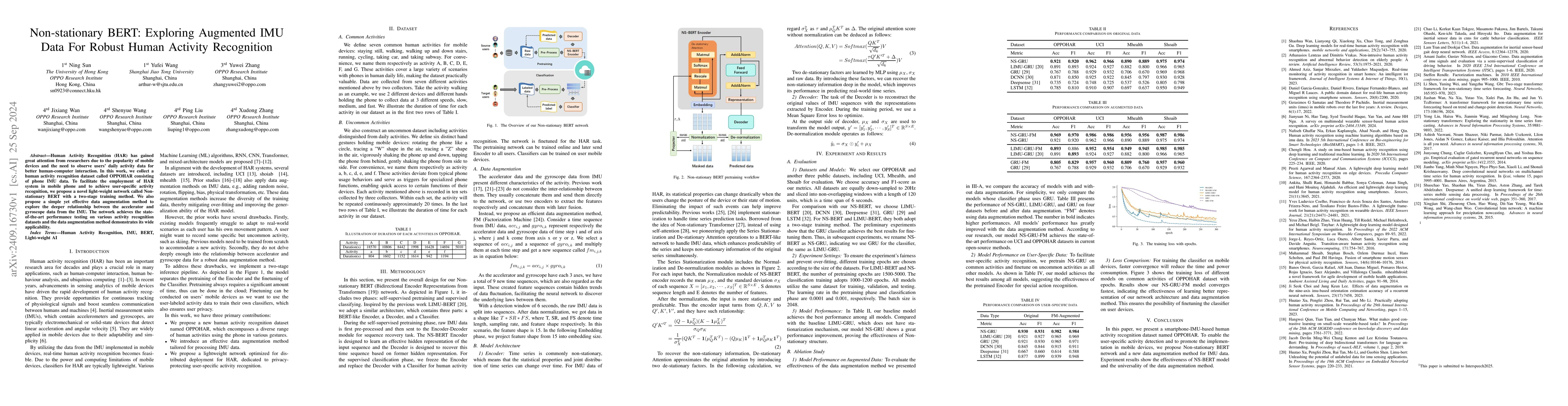 Thumbnail for Non-stationary BERT: Exploring Augmented IMU Data For Robust Human
  Activity Recognition