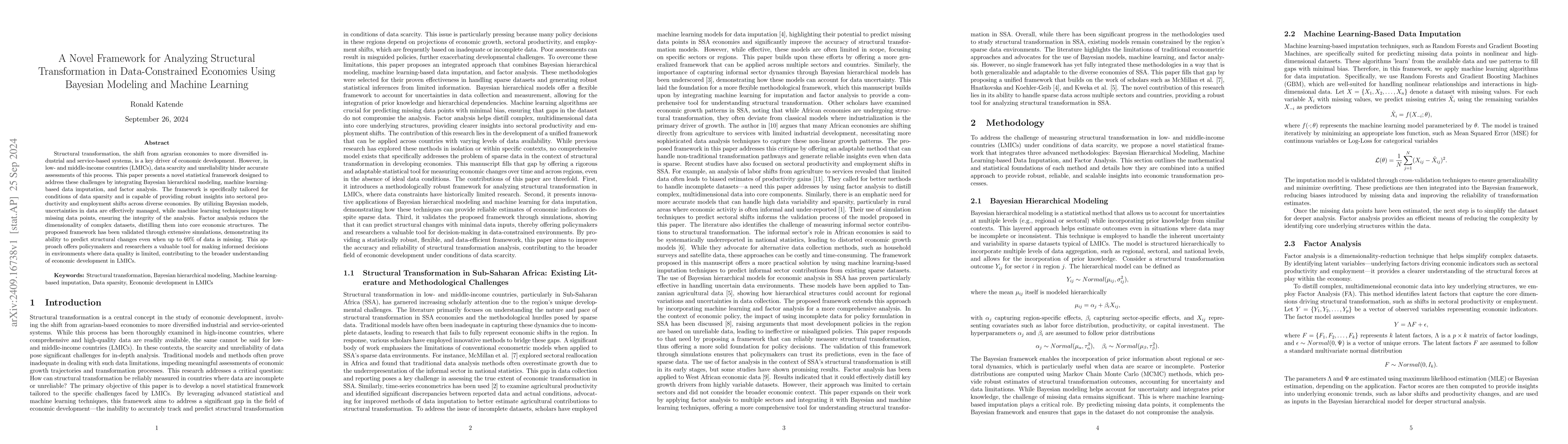 Thumbnail for A Novel Framework for Analyzing Structural Transformation in
  Data-Constrained Economies Using Bayesian Modeling and Machine Learning