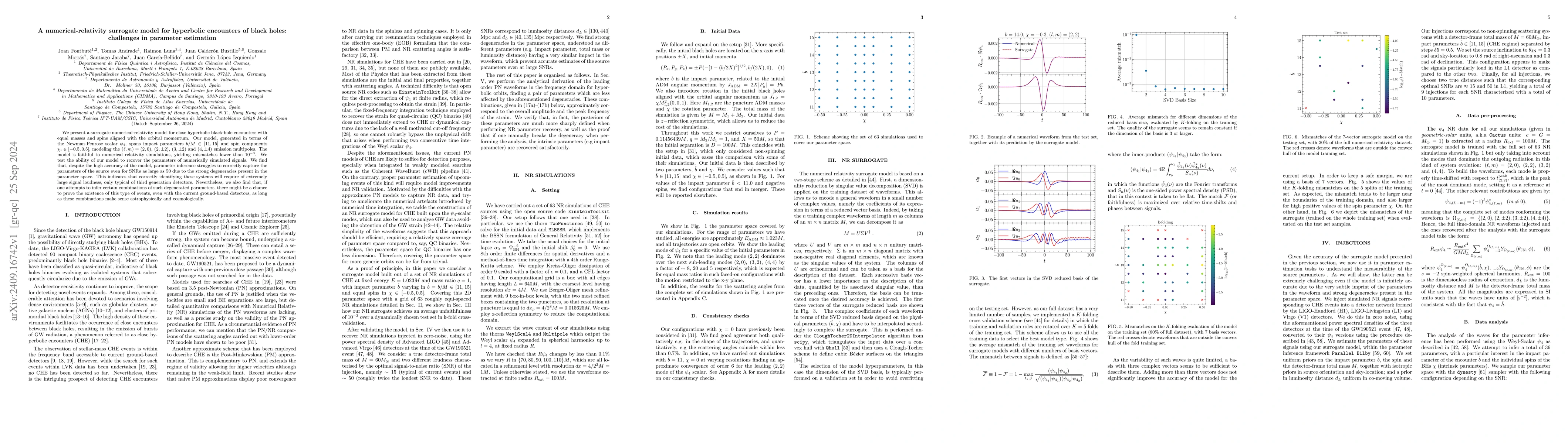 Thumbnail for A numerical-relativity surrogate model for hyperbolic encounters of
  black holes: challenges in parameter estimation
