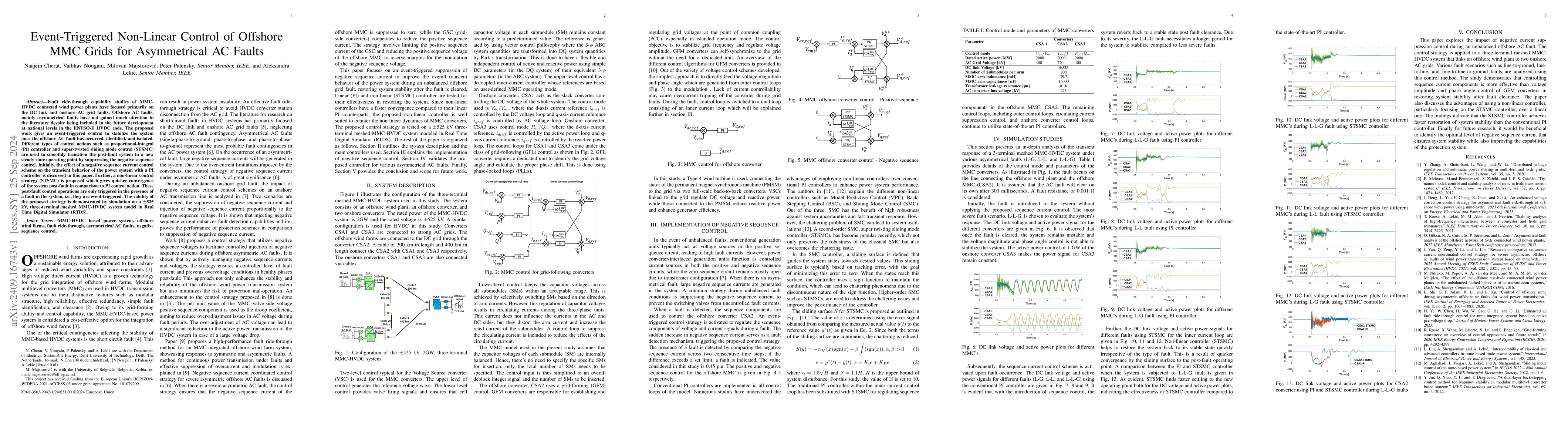 Thumbnail for Event-Triggered Non-Linear Control of Offshore MMC Grids for
  Asymmetrical AC Faults