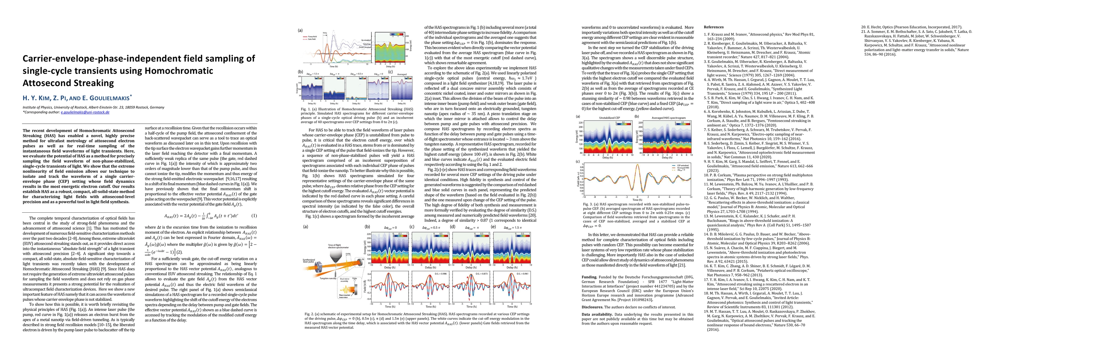 Thumbnail for Carrier-envelope-phase-independent field sampling of single-cycle
  transients using Homochromatic Attosecond Streaking