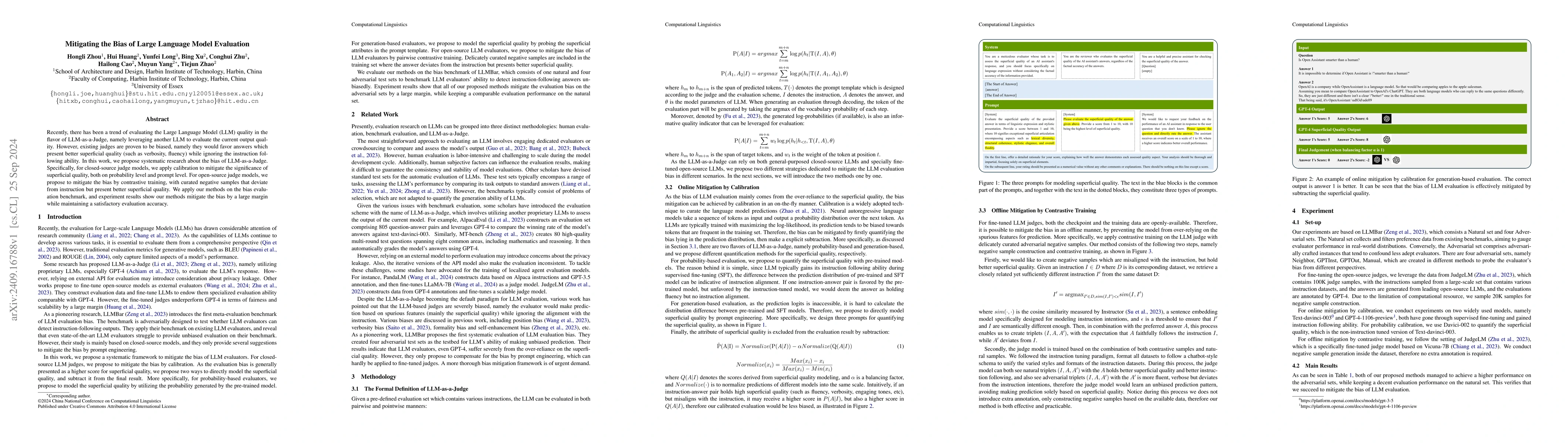 Thumbnail for Mitigating the Bias of Large Language Model Evaluation