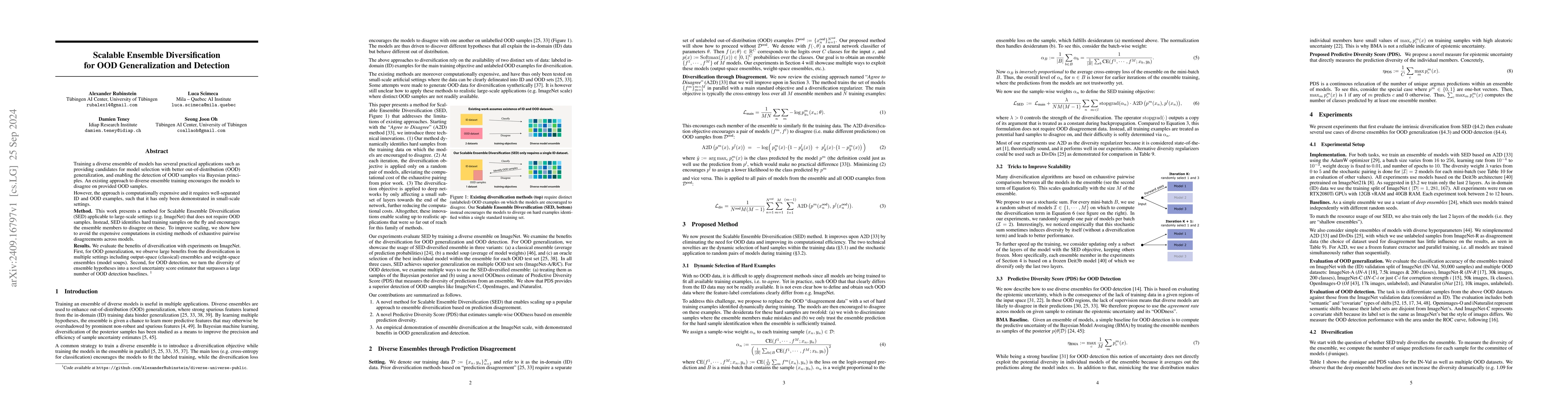 Thumbnail for Scalable Ensemble Diversification for OOD Generalization and Detection
