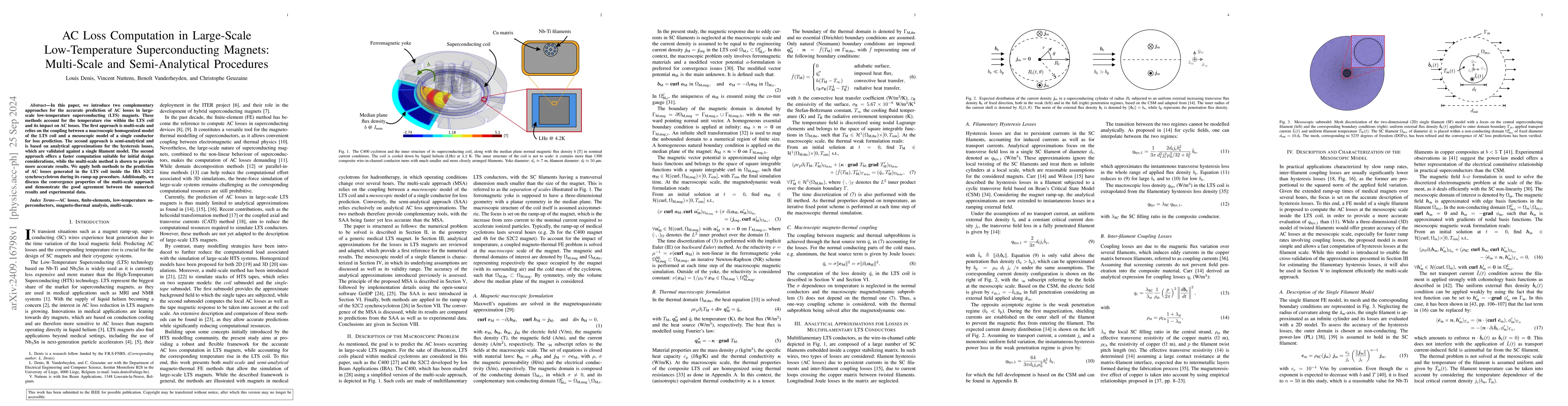 Thumbnail for AC Loss Computation in Large-Scale Low-Temperature Superconducting
  Magnets: Multi-Scale and Semi-Analytical Procedures