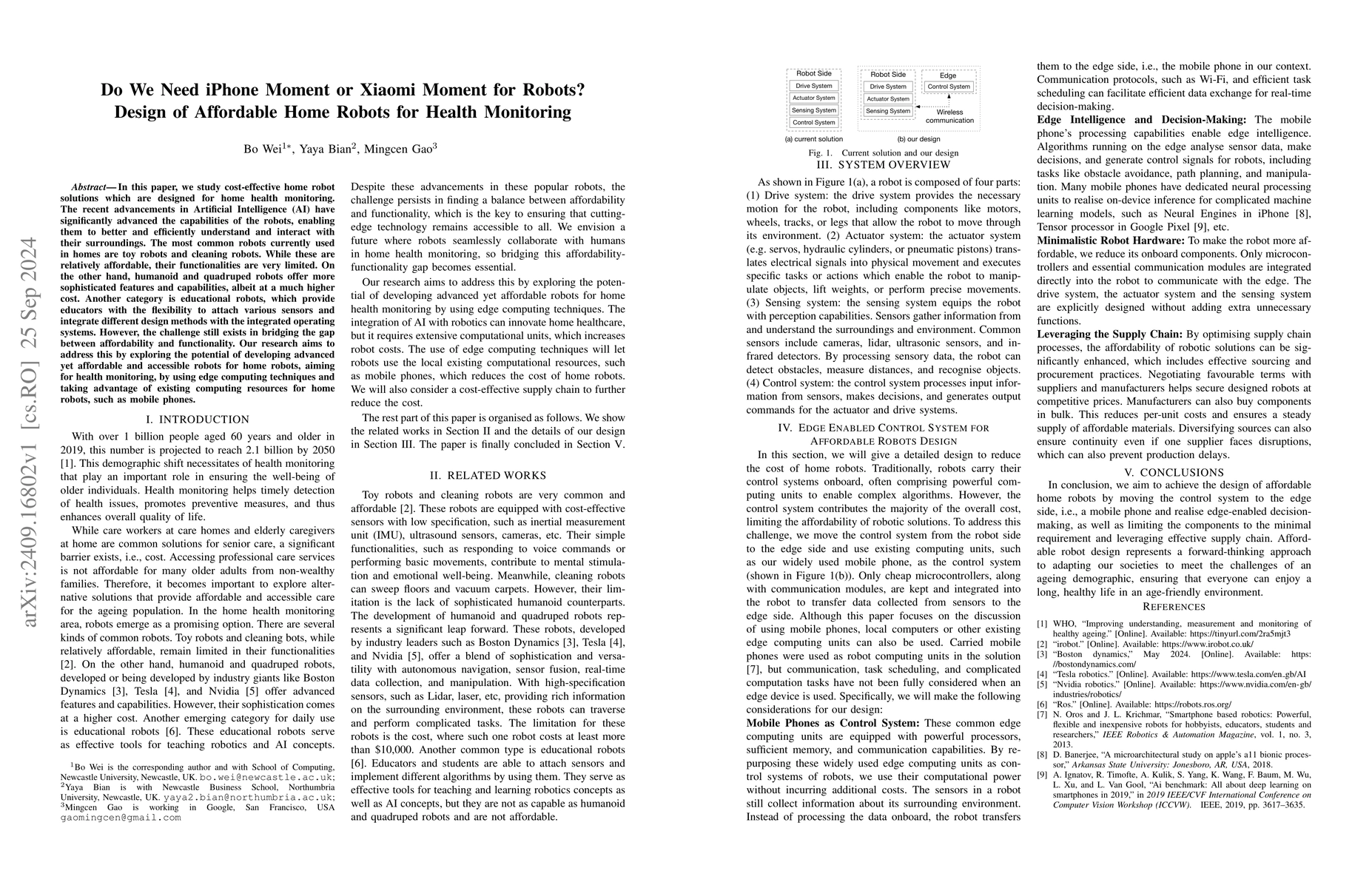 Thumbnail for Do We Need iPhone Moment or Xiaomi Moment for Robots? Design of
  Affordable Home Robots for Health Monitoring
