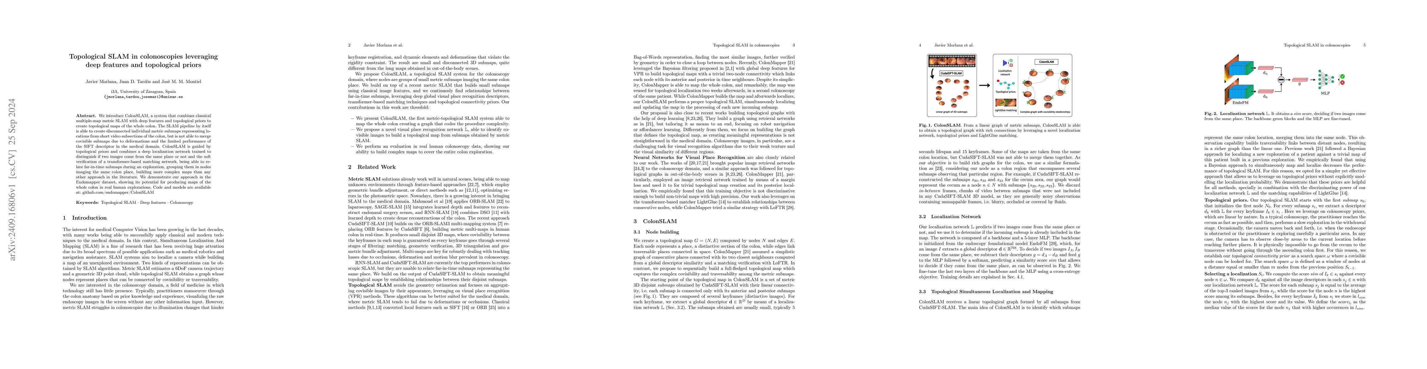 Thumbnail for Topological SLAM in colonoscopies leveraging deep features and
  topological priors