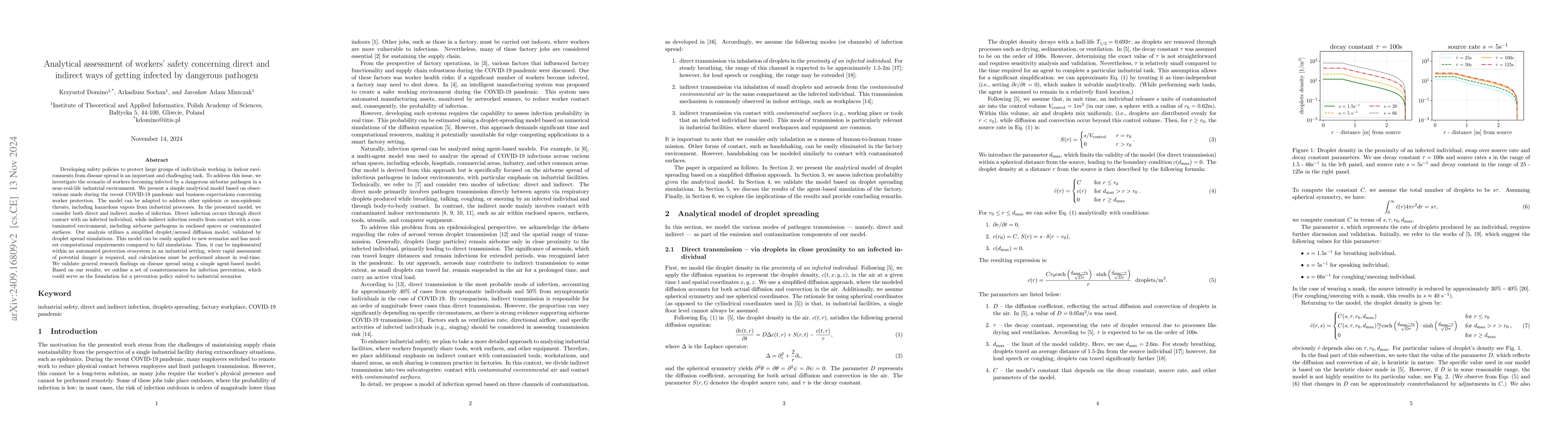 Thumbnail for Analytical assessment of workers' safety concerning direct and indirect
  ways of getting infected by dangerous pathogen
