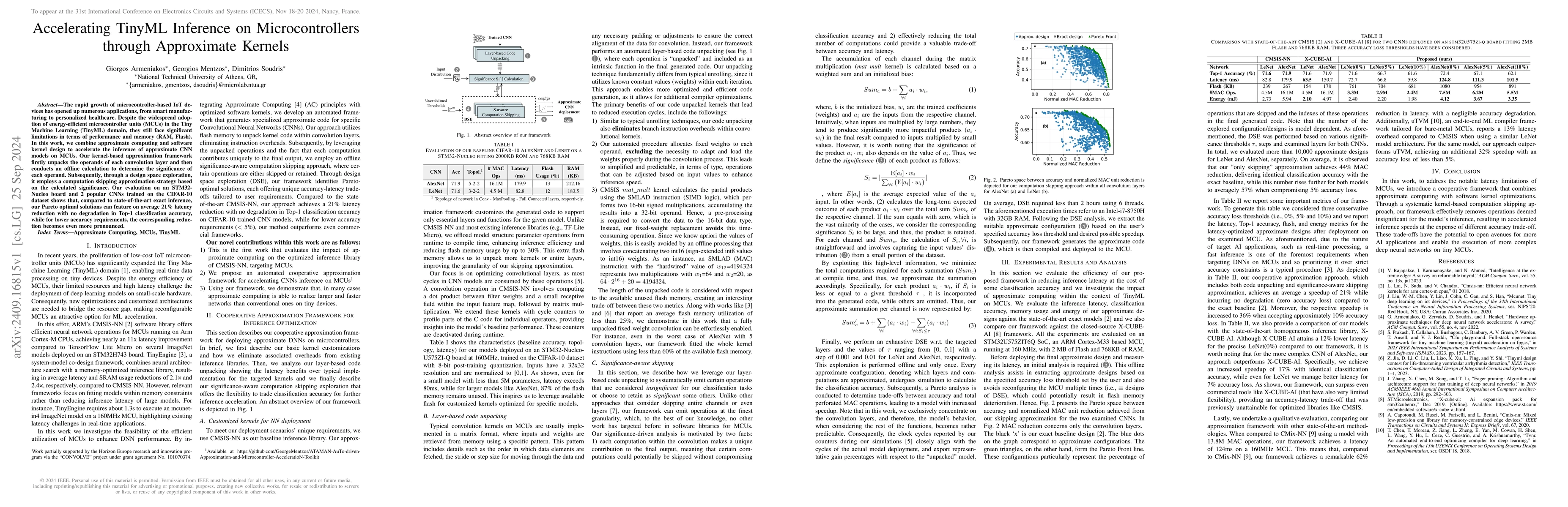 Thumbnail for Accelerating TinyML Inference on Microcontrollers through Approximate
  Kernels