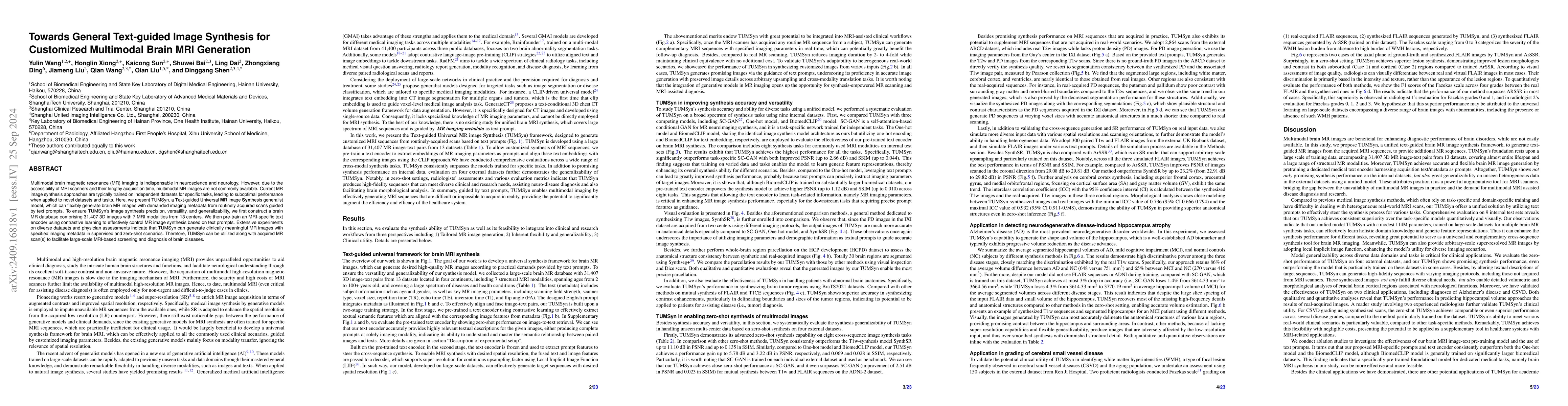 Thumbnail for Towards General Text-guided Image Synthesis for Customized Multimodal
  Brain MRI Generation